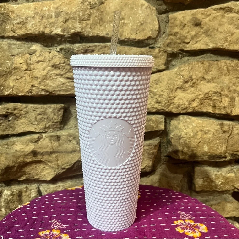 NWT Starbucks 2024 White Matte Lilac Studded Tumbler 24 oz 710 ML
